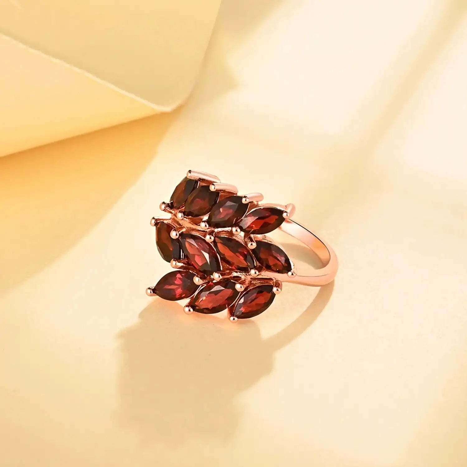 Natural Red Garnet Sterling Silver Ring